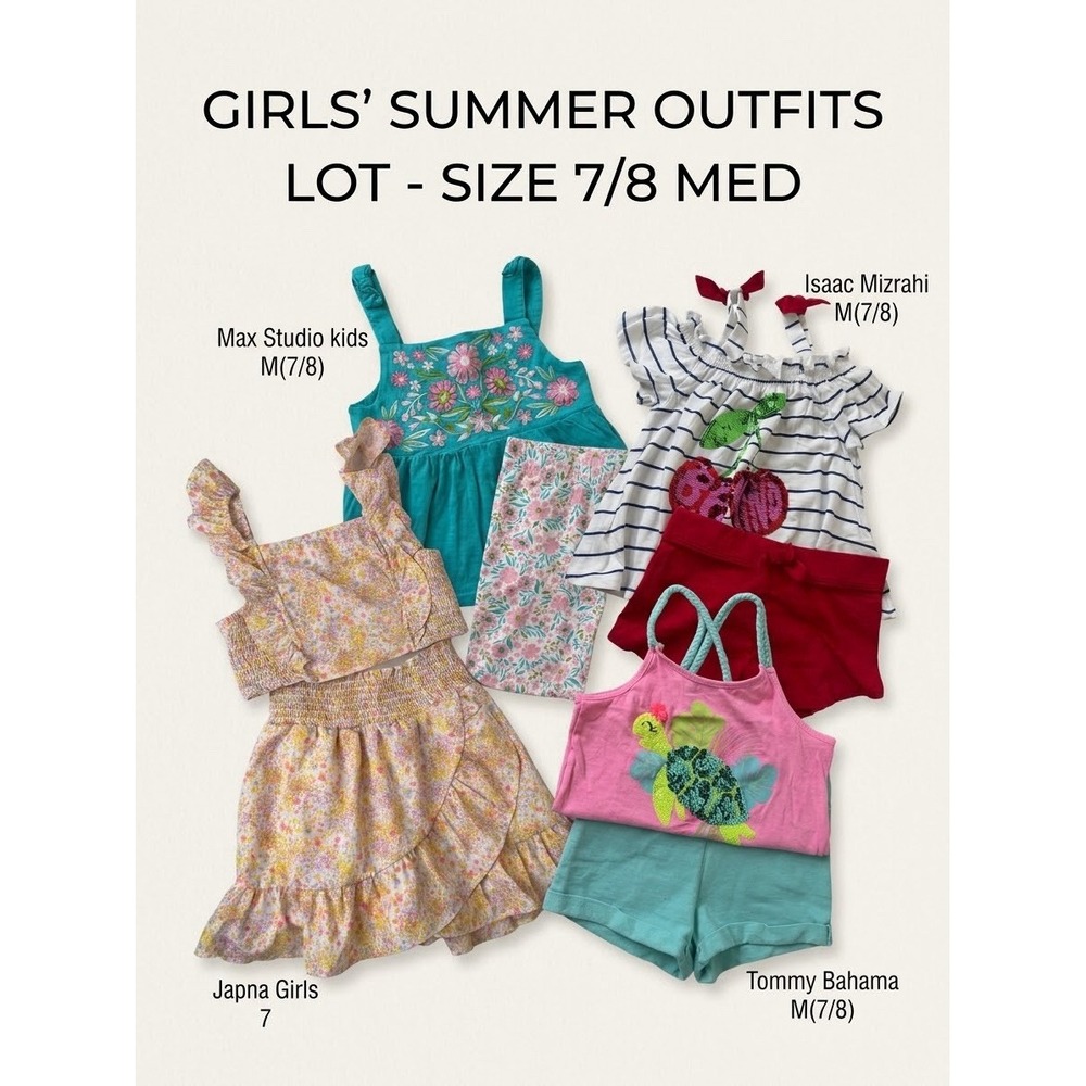 Girls Summer Outfits Lot Size 7-8 Medium (4 Sets)Tommy Bahama, Max Studio & More